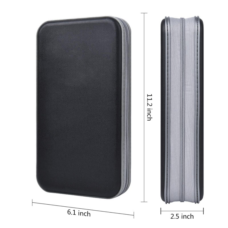 alavisxf xx CD Case, 96 Capacity Hard Plastic CD Holder Protective DVD Disc Storage Case Holder Portable Zipper CD DVD Organizer Storage Wallet for Car Home Travel (96 Capacity, Black) - Image 4